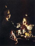 Joseph wright of derby Joseph Wright of Derby. Two Girls Dressing a Kitten oil painting on canvas